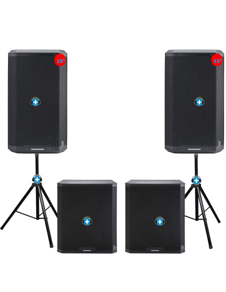 Equipo Sonido DJ Profesional 2.2 | 2x15" + 2x18" Audiophony Carbon