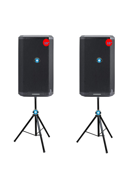 Equipo de sonido PA Carbon 15A con soportes