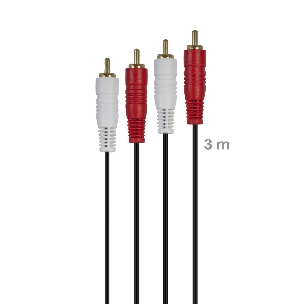 FONESTAR RCA-MM-3 Cable de señal de audio 2 RCA macho a 2 RCA macho