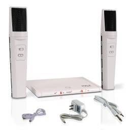 Pyle PDWM2232 Sistema de micrófono inalámbrico UHF - Incluye (2) micrófonos de mano con batería recargable USB, frecuencia fija 