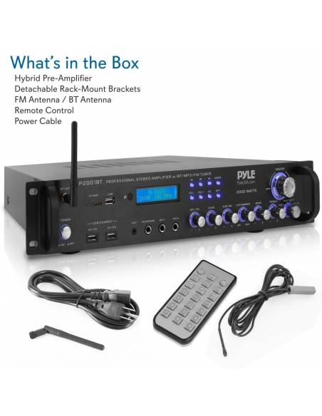 Pyle P2001BT- Amplificador con, RADIO USB Y 2000W Pyle Pro P2001BT - 2